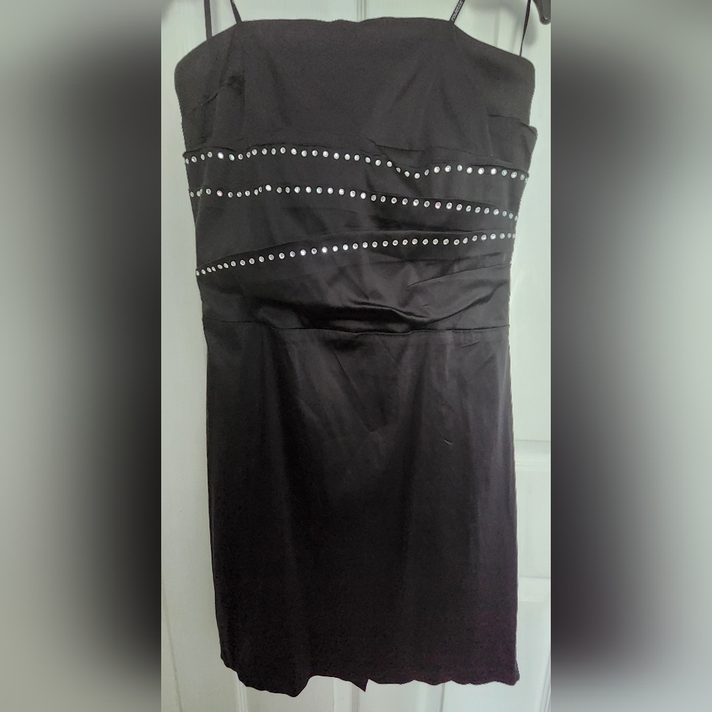 Roulette Black and White Embellished Strapless Sheath Dress